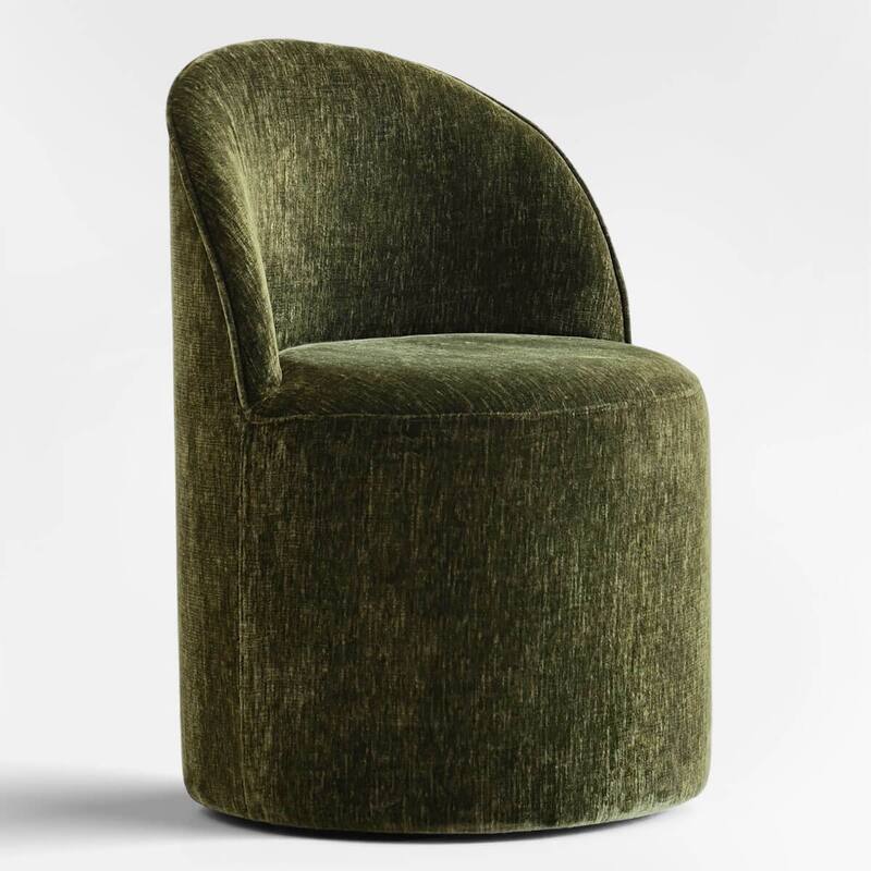 Chenille Upholstered Dining Chair with Castors (Set of 4)