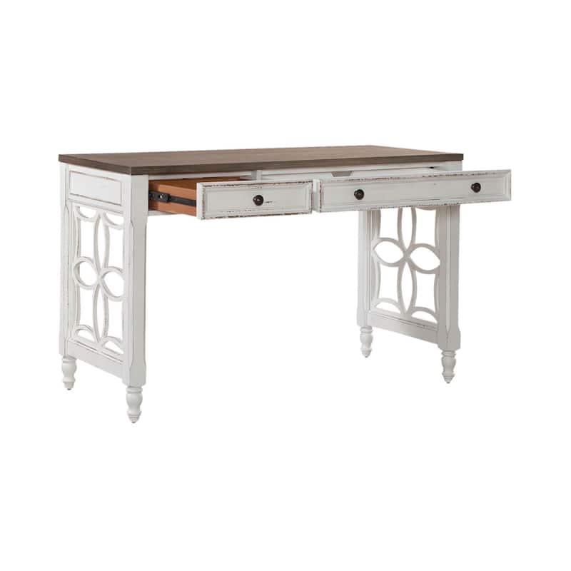 Magnolia Manor Antique White Weathered Bark L Writing Desk