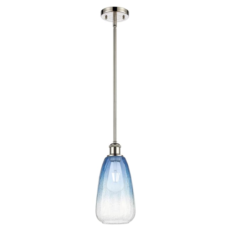 Innovations Lighting Endless Possibilities Ballston - Brookhaven Almond - 1 Light 6" Stem Hung Mini Pendant - Polished Nickel/Sapphire Blue