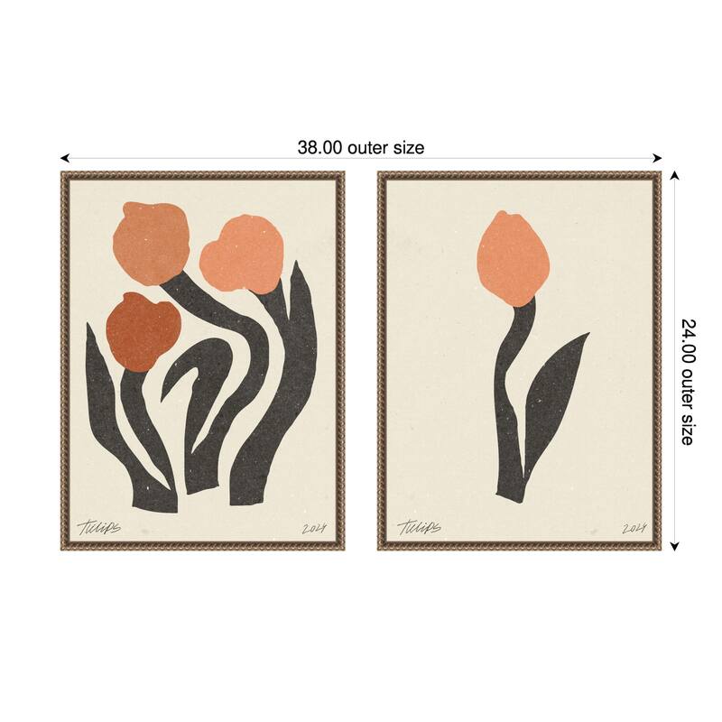 Amanti Art Modern Tulip Flower No. 1 & 2 2 Piece by Nktn Framed Canvas Wall Art