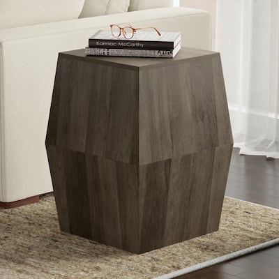 WYNDENHALL Oaklynn SOLID MANGO WOOD 16 inch Wide Irregular Contemporary Side Table, Fully Assembled - 16" D x 16" W x 22" H