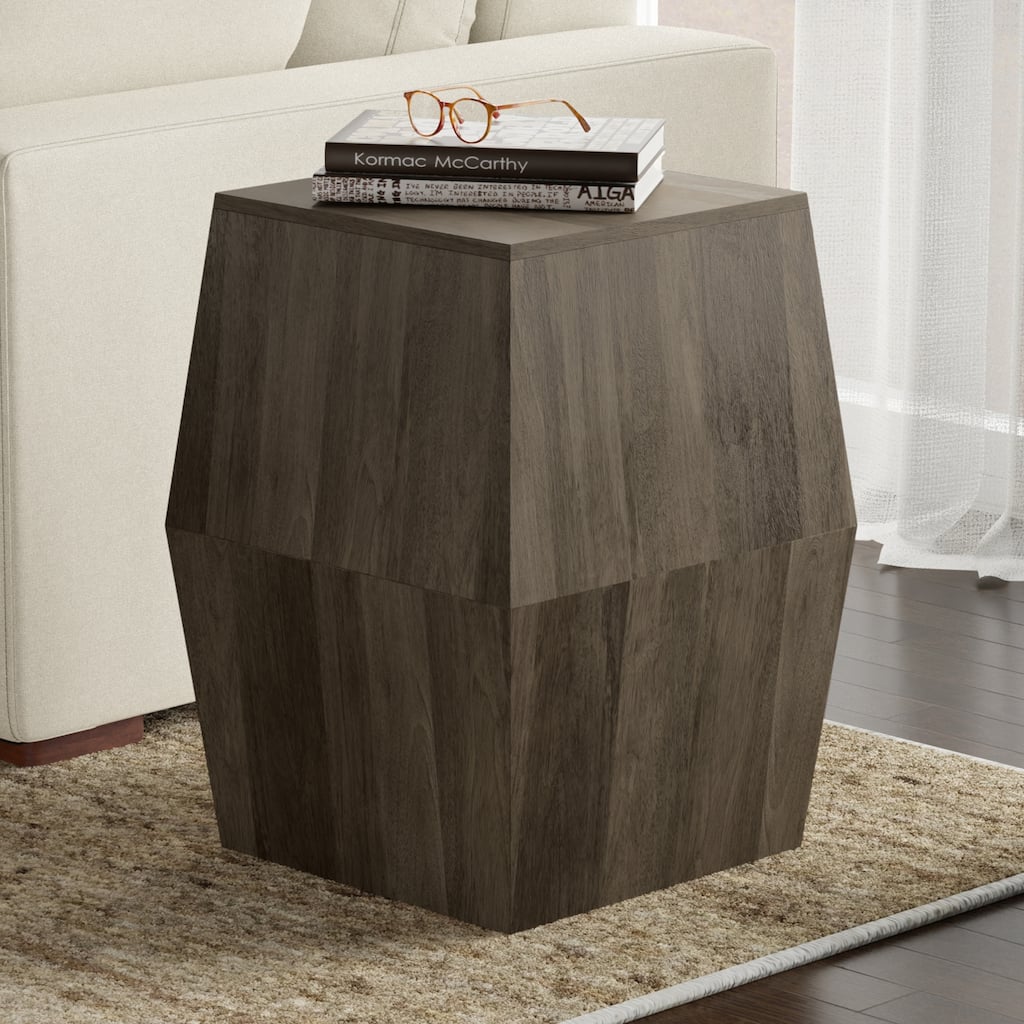 WYNDENHALL Oaklynn SOLID MANGO WOOD 16 inch Wide Irregular Contemporary Side Table, Fully Assembled - 16" D x 16" W x 22" H