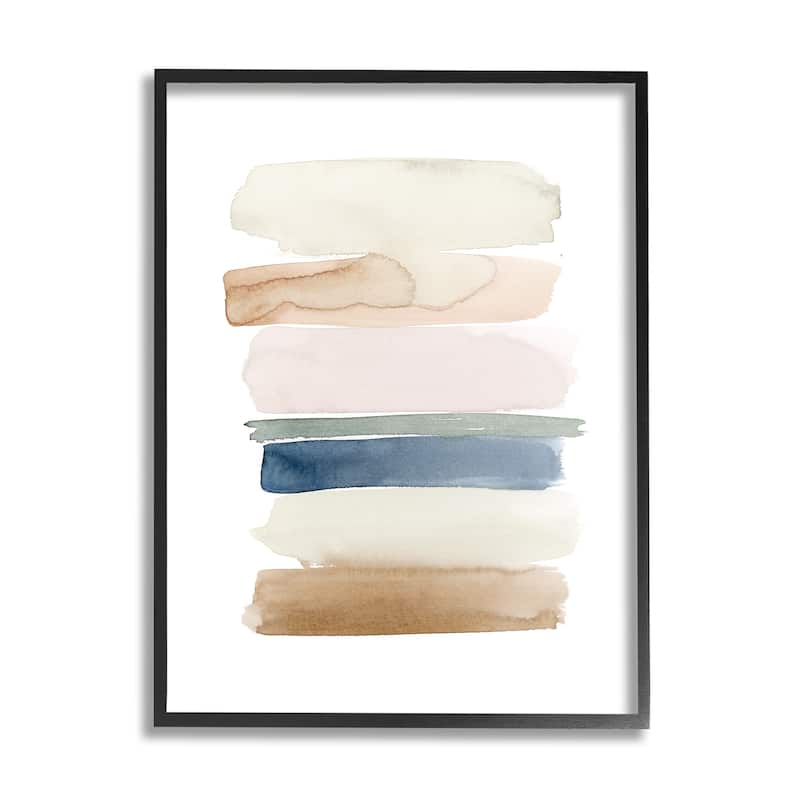 Stupell Tranquil Earth Tones Modern Abstract Living Room Painting Framed Wall Art - Multi-Color - 24 x 30 - Black