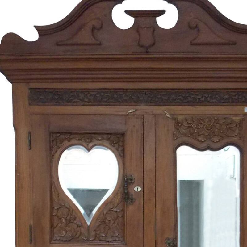 HomeRoots 53" Brown Reclaimed Wood Carved Scrollwork Accent Cabinet With Two Doors And Four Drawers