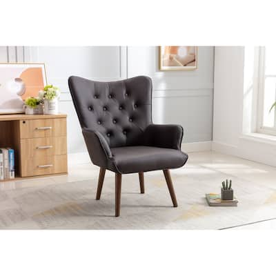 Porthos Home Hardan PU Leather Upholstered Accent Chair with Rubberwood Legs