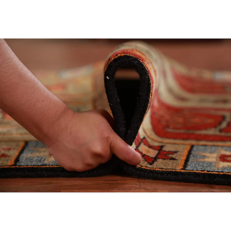 Hand Knotted Oriental 100% Wool Carpet Traditional Tribal Yellow & Gold Heriz (serapi) Runner Rug - 9' 10'' X 4' 1''