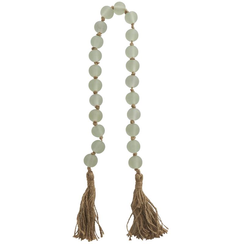 Glass Handmade Round Beaded Garland with Tassel with Knotted Brown Jute - Roche River Decor