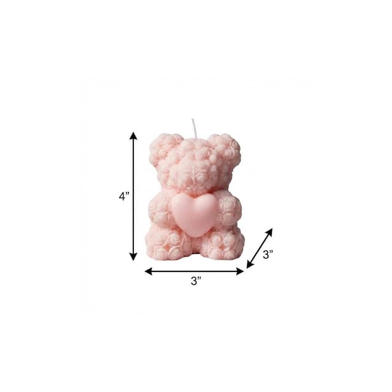 4" Pink Sandalwood Scented Dimensional Teddy Bear Candle