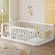 preview thumbnail 23 of 26, Enchanting Wood Twin Size Floor Bed Frame with Protective Fence by Harper & Bright Designs