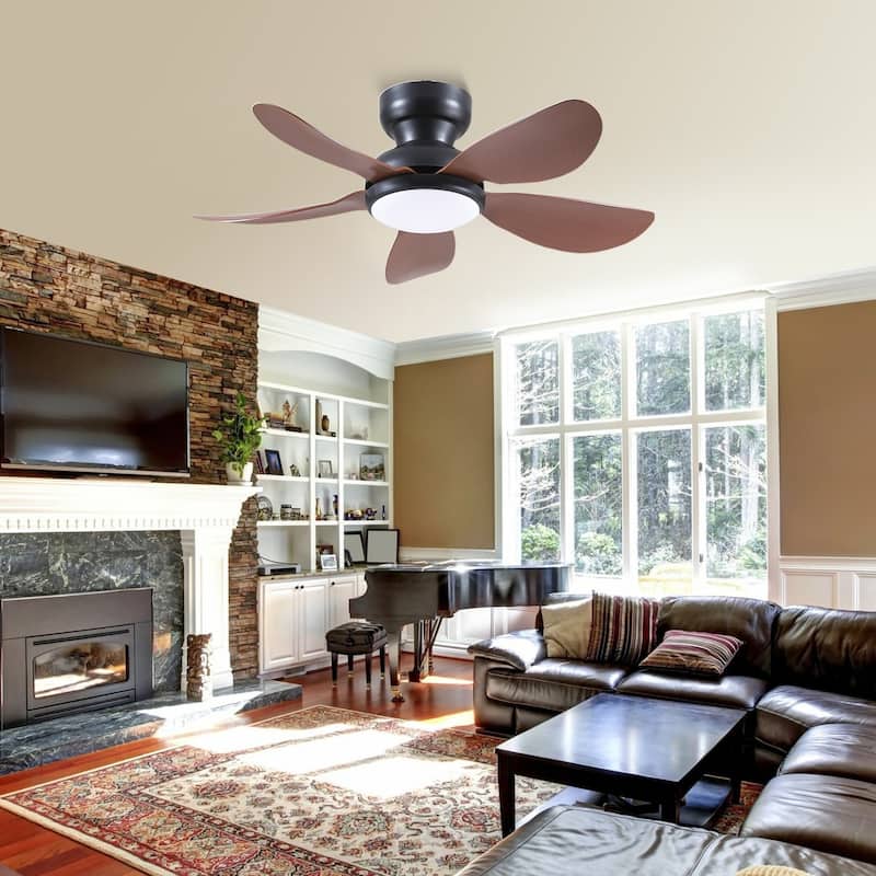32/36/46/52 inches Low Profile Ceiling Fan with Light and Remote for Living Room Bedroom Kid's Room Patio