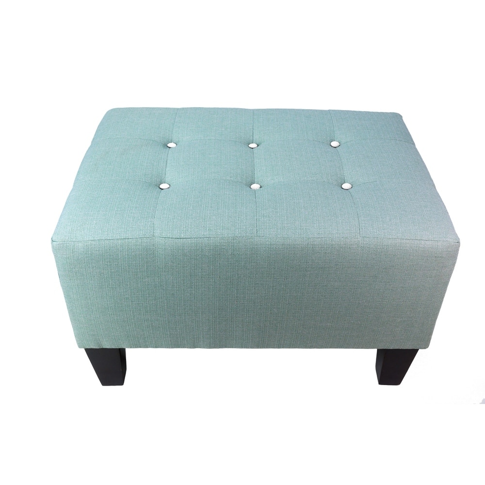 MJL Furniture MAX Squared Decorative Button Tufted Upholstered Sea Mist Firm Ottoman