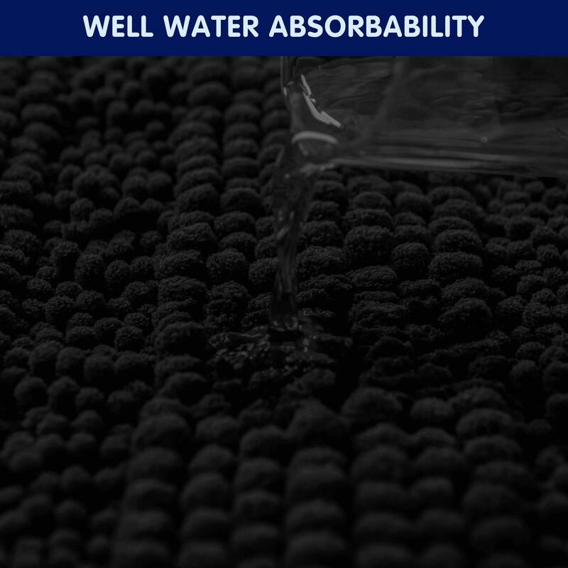 Subrtex Super Soft Absorbent Braided Bathroom Mats Chenille Bath Rugs