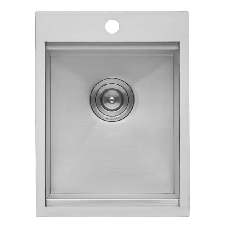 Ruvati 15 x 20 inch Workstation Drop-in Topmount Bar Prep RV Sink 16 Gauge Stainless Steel - RVH8210 - 15" x 20"