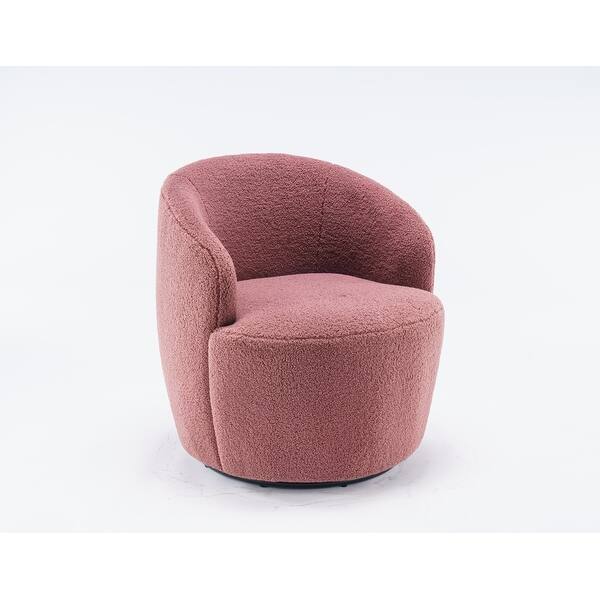 Faux Fur Fabric Swivel Accent Armchair Padded Seat Barrel Chair with ...