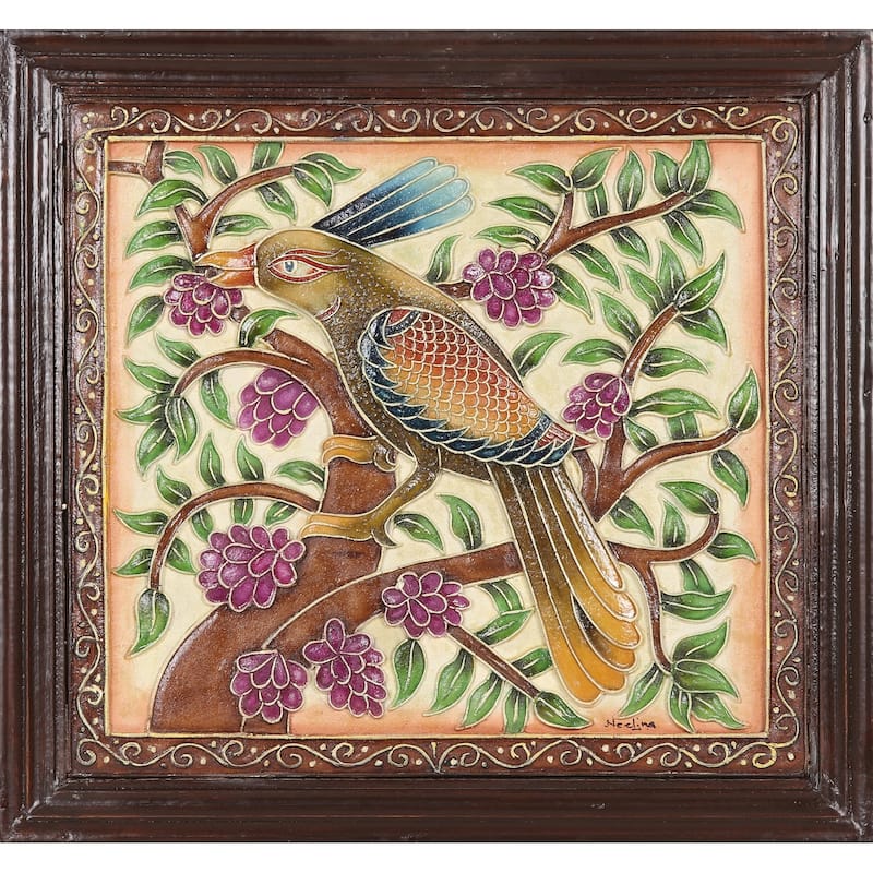 Novica Handmade Exotic Bird Marble Wall Art