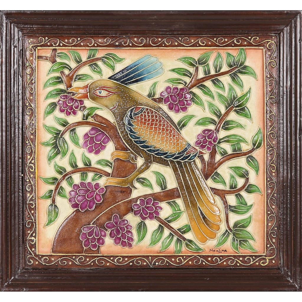 Novica Handmade Exotic Bird Marble Wall Art