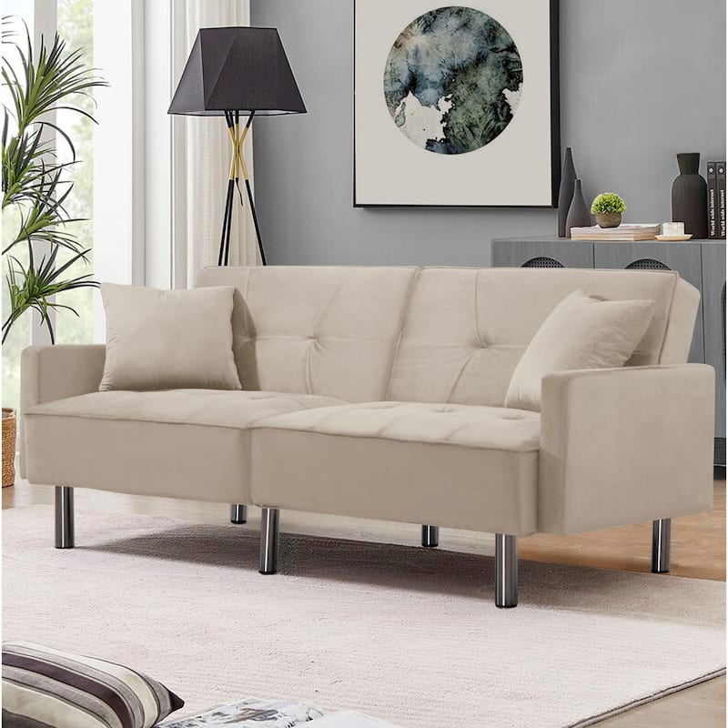 80'' Convertible Sofa Sleeper Futon Sofa Bed - Beige