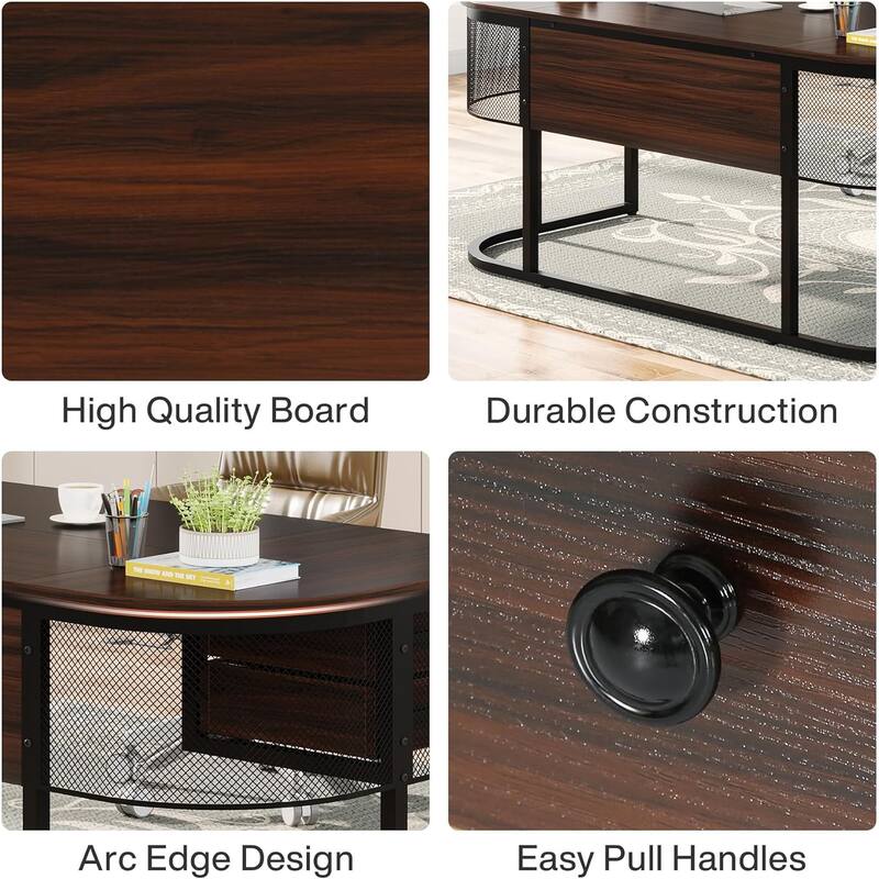 63-Inch Executive Desk with 4 Drawers, Large Office Desk Computer Desk