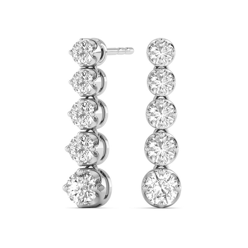 Marquee 7/8 CTW Five Stone Diamond Dangle Earrings in 14K White Gold