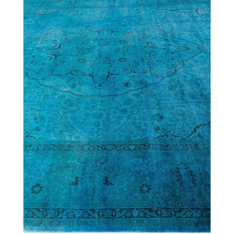Fine Vibrance One-of-a-Kind Hand-Knotted Area Rug - Blue, 9' 1" x 12' 4" - 9' 1" x 12' 4"