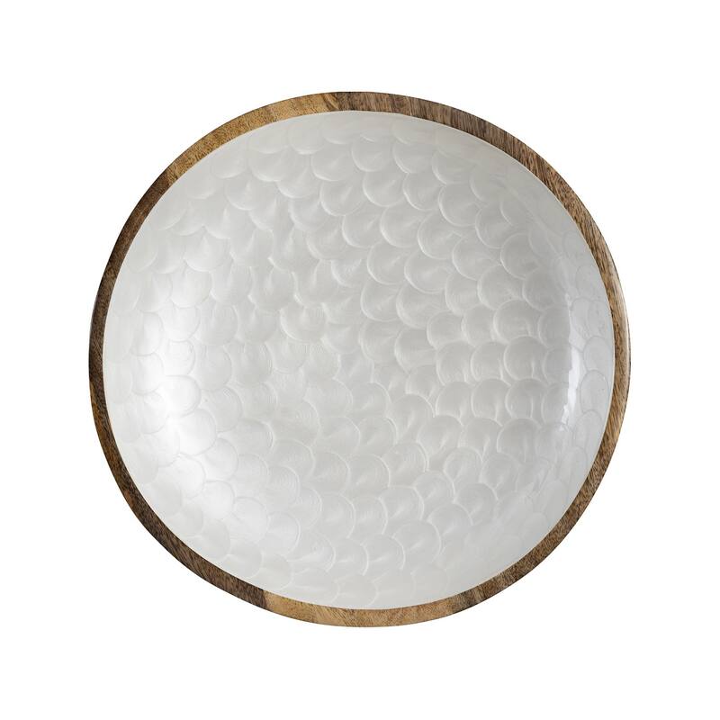 Mang Wood Bowl With White Pearl Enamel
