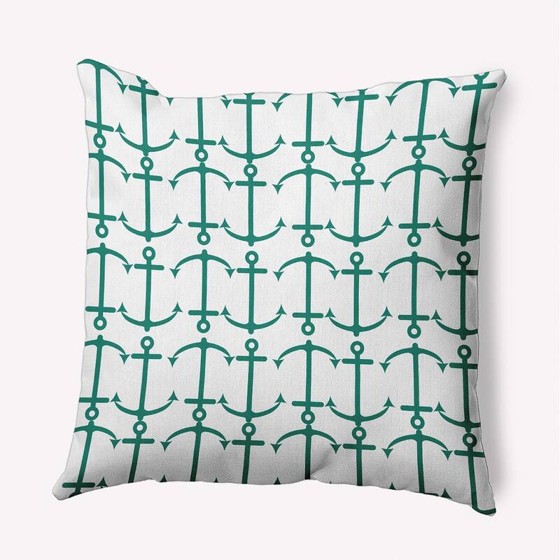 Anchor Pattern Polyester Indoor Pillow - Kelly Green - 18" x 18"