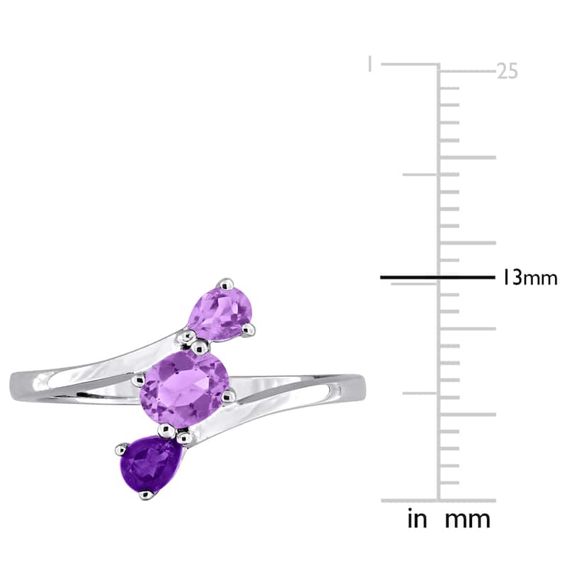 Miadora Multi-Gem Three Stone Bypass Ring Sterling Silver