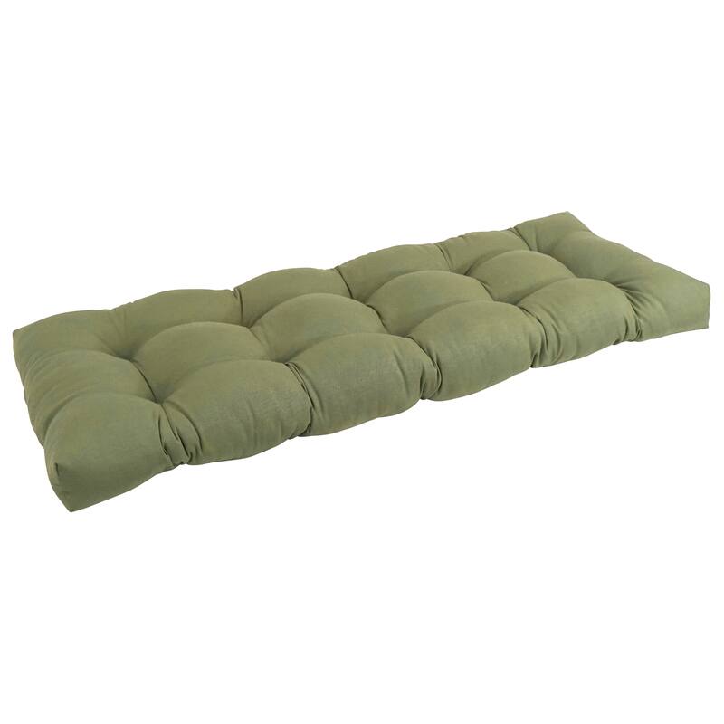 Solid Twill Tufted Indoor Bench Cushion (Multiple widths from 42 to 60 inch) - 51" wide - Sage