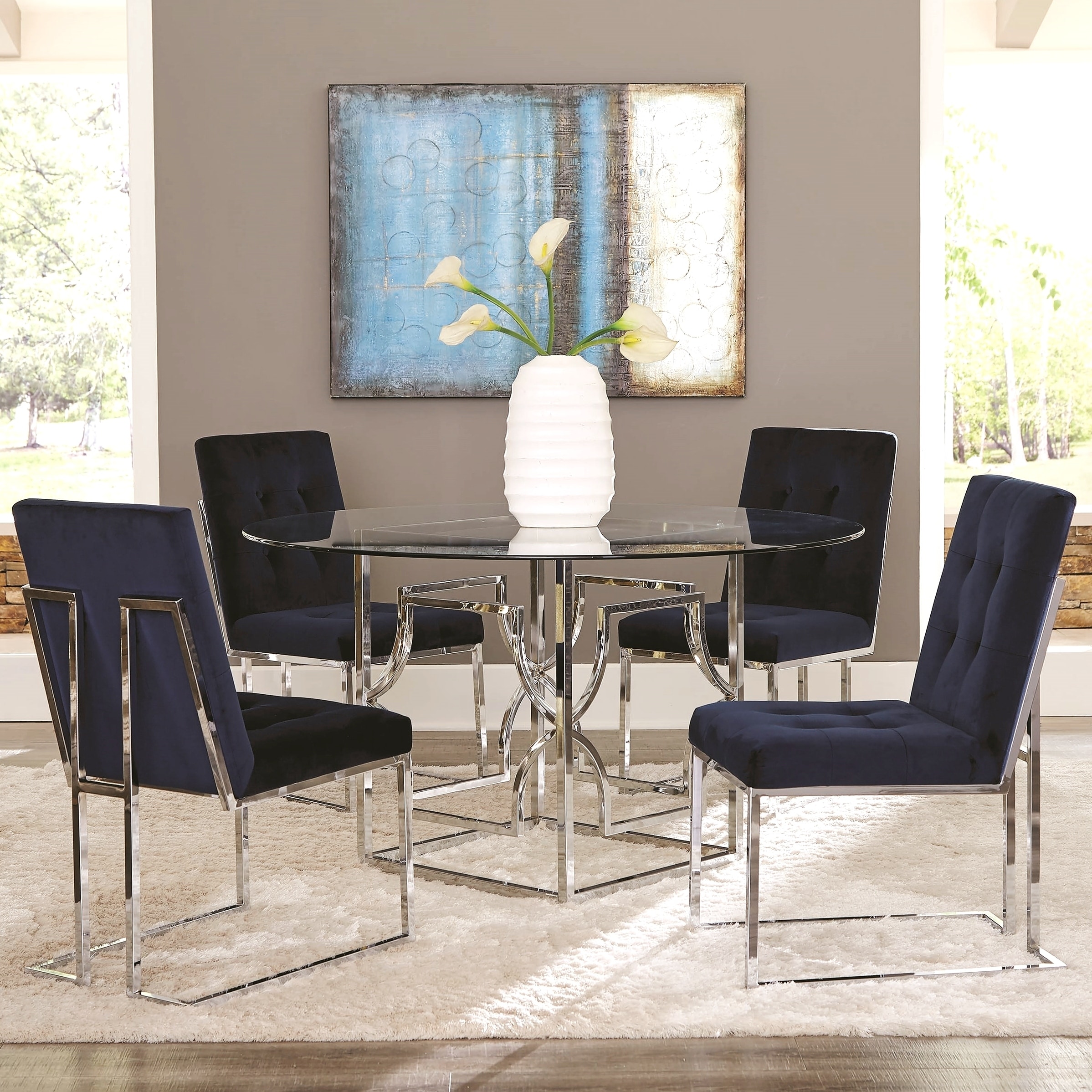 Dark navy dining discount chairs