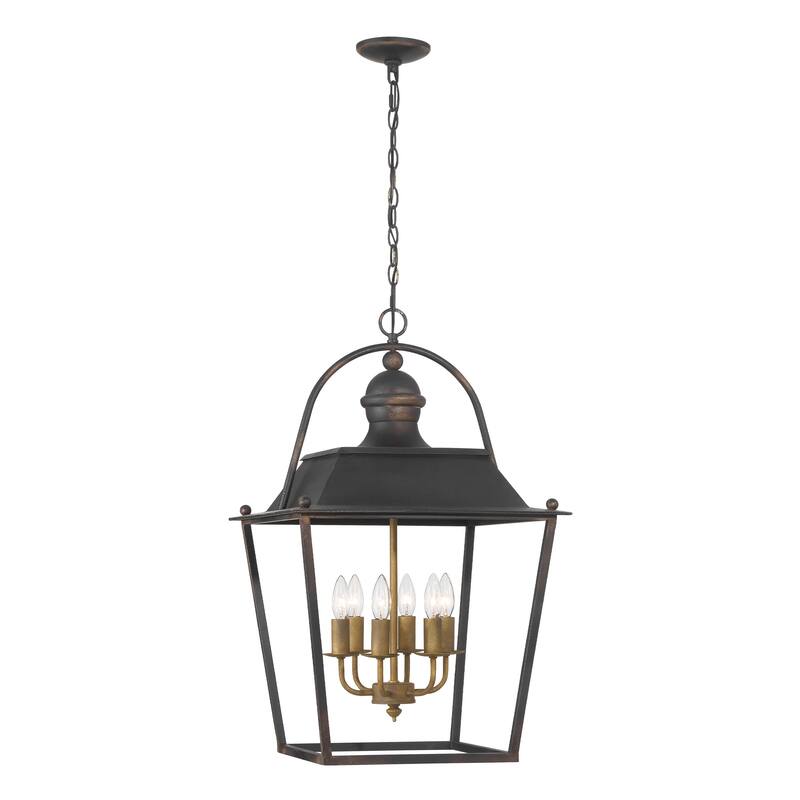 Christoff 6 Light Pendant in Antique Black Iron - Silver
