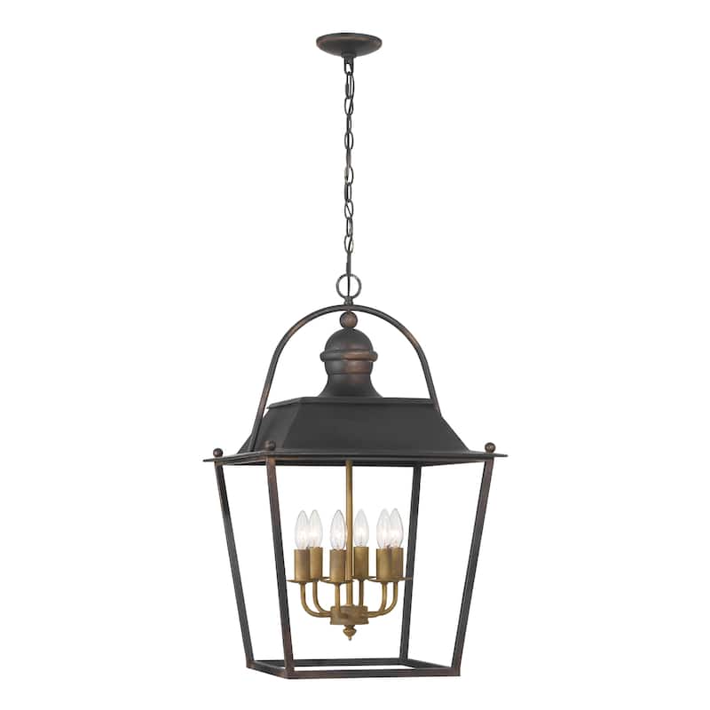 Golden Lighting Christoff 6-light Pendant in Antique Black Iron - Silver