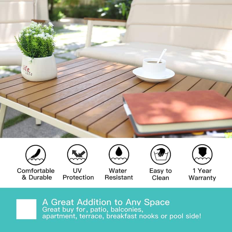 Outdoor 4-Piece All-Weather Patio Conversation Set with Soft Cushions