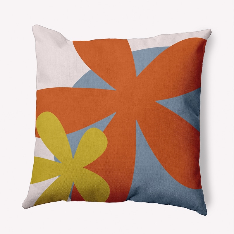Bold Flowers Polyester Indoor Pillow - Perfect Orange - 20" x 20"