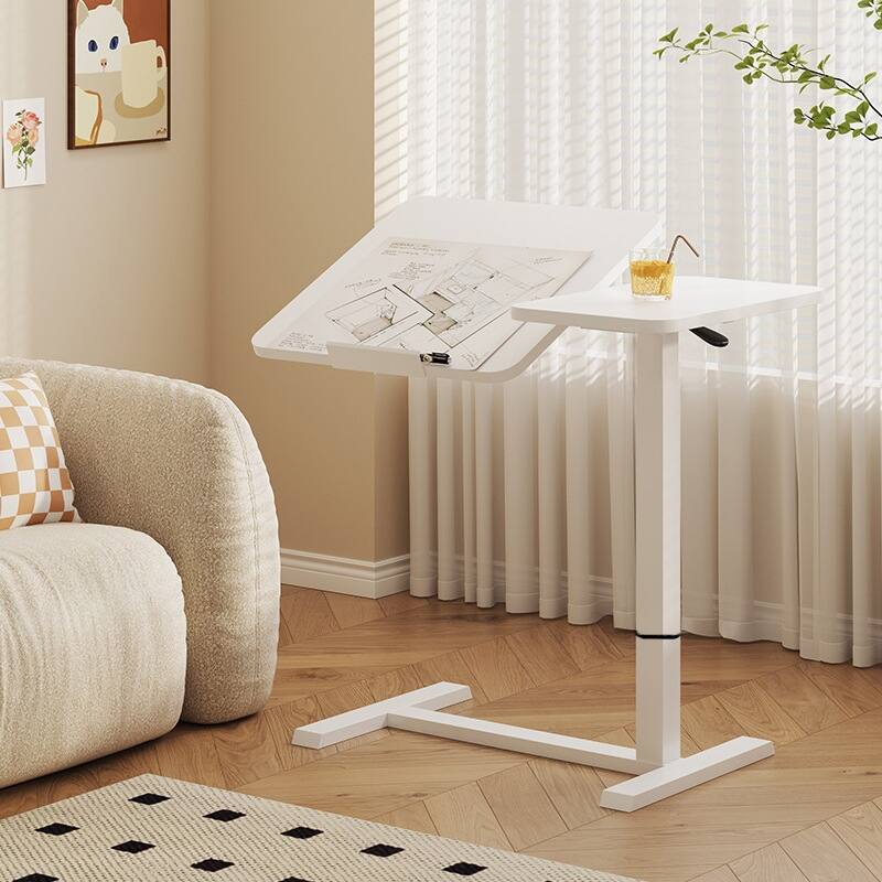 Overbed Bedside Desk, Mobile Rolling Laptop Stand Tilting Overbed Table with Wheels, Height Adjustable Tray Bedside Table