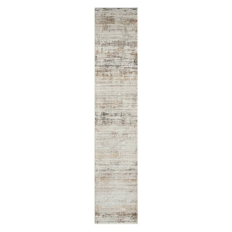 Bailey Transitional Striped Gray/Beige Performance Indoor Area Rug by Sevita