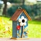 preview thumbnail 9 of 62, Glitzhome 10"H Multicolor Cute Distressed Solid Wood Birdhouse with 3D Flowers