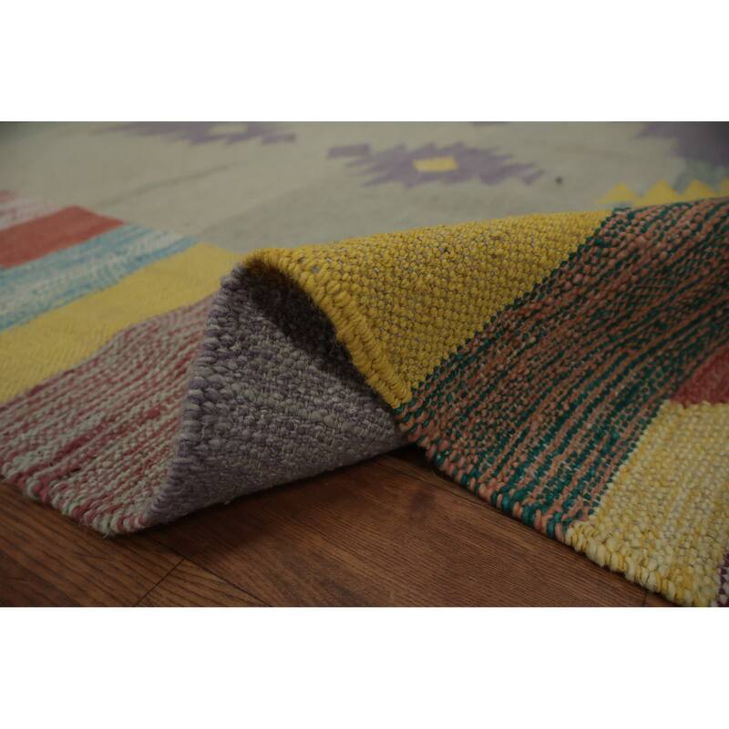 Hand Woven Oriental 100% Wool Carpet Southwestern Tribal Multi-Colored Kilim Area Rug - 9' 10'' X 8' 4''