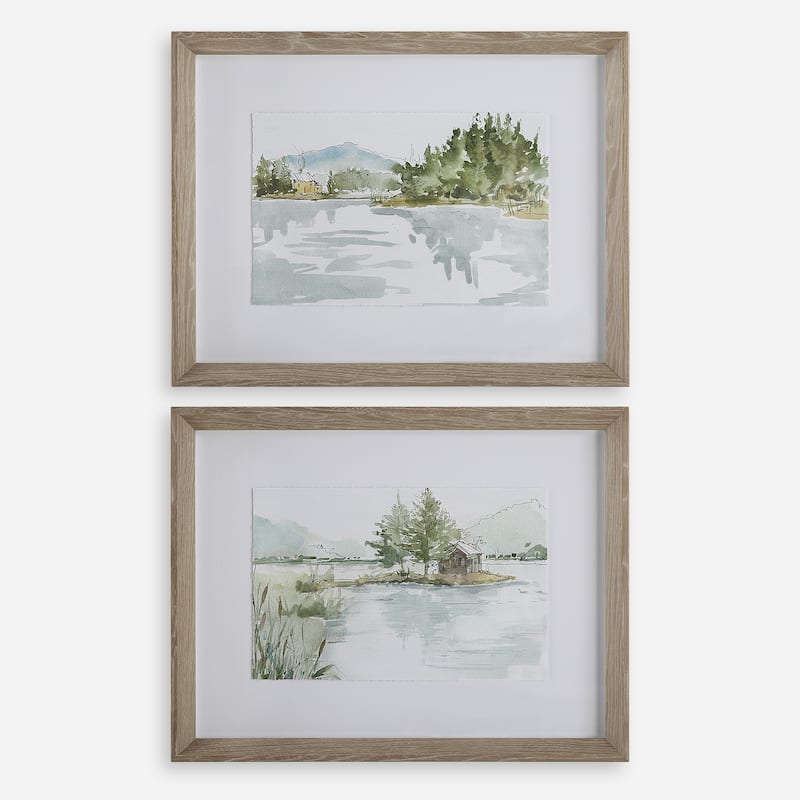 Uttermost Serene Lake Framed Prints, Set Of 2