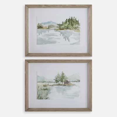 Uttermost Serene Lake Framed Prints, Set Of 2