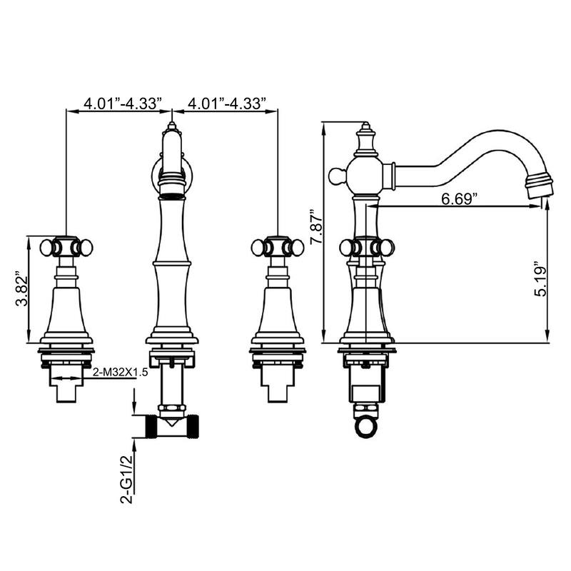 Solid Brass Widespread 2-Handles Bathroom Faucet
