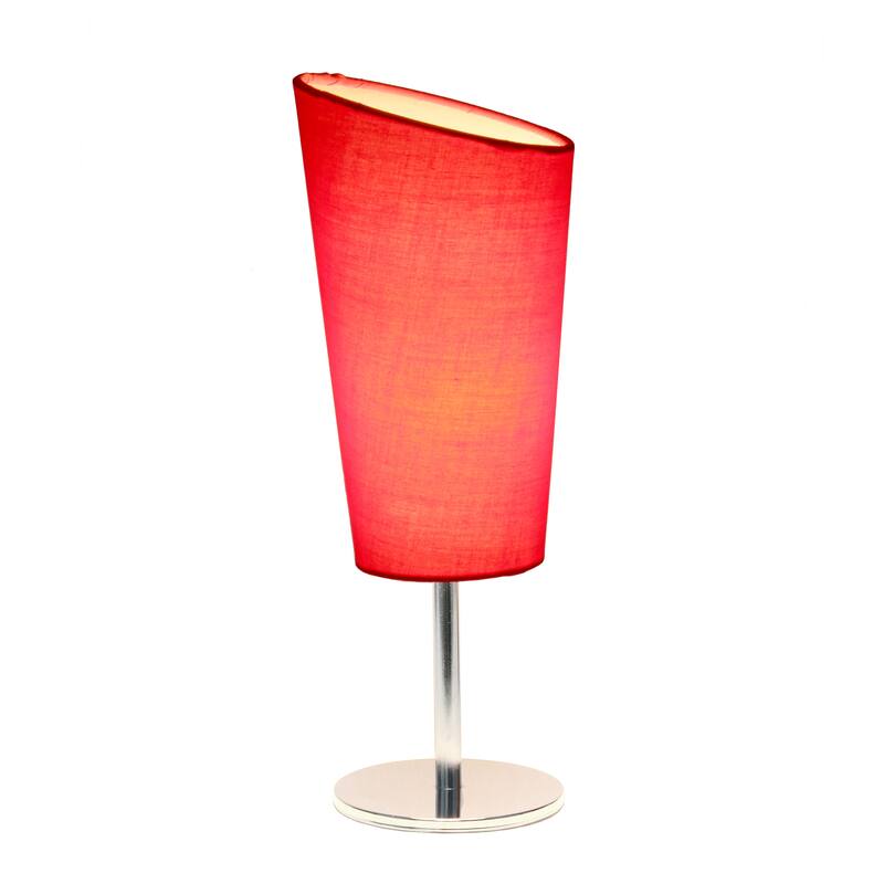 12.4" Chic Chrome Slanted Shade Accent Table Lamp, Stylish Lighting For Living Room, Bedroom, Office, Black Shade