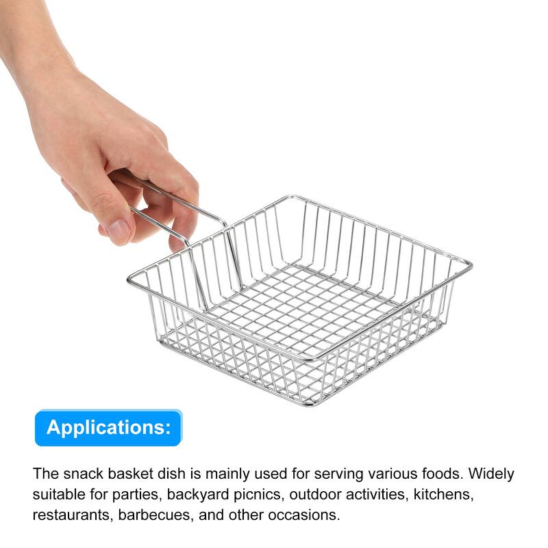 Mini Square Fry Basket Reusable Holder Fry Chip Basket 5.91Inch Silver 4Pcs - 5.91 Inch