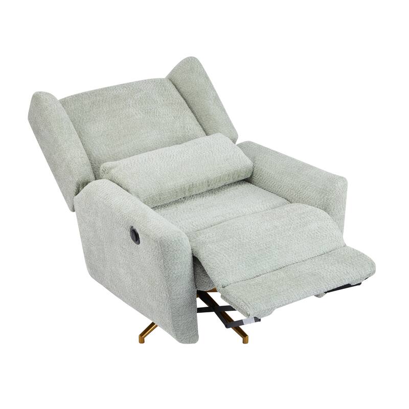Boucle Fabric Power Recliner Chair, Swivel Armchair with Adjustable Backrest, Modern Swivel Recliner with Thick Cushion