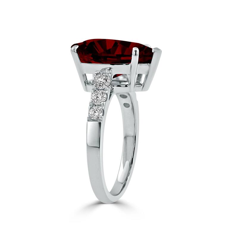 Auriya 5 7/8ct Pear-cut Red Garnet and Diamond Ring 3/8cttw 18K Gold