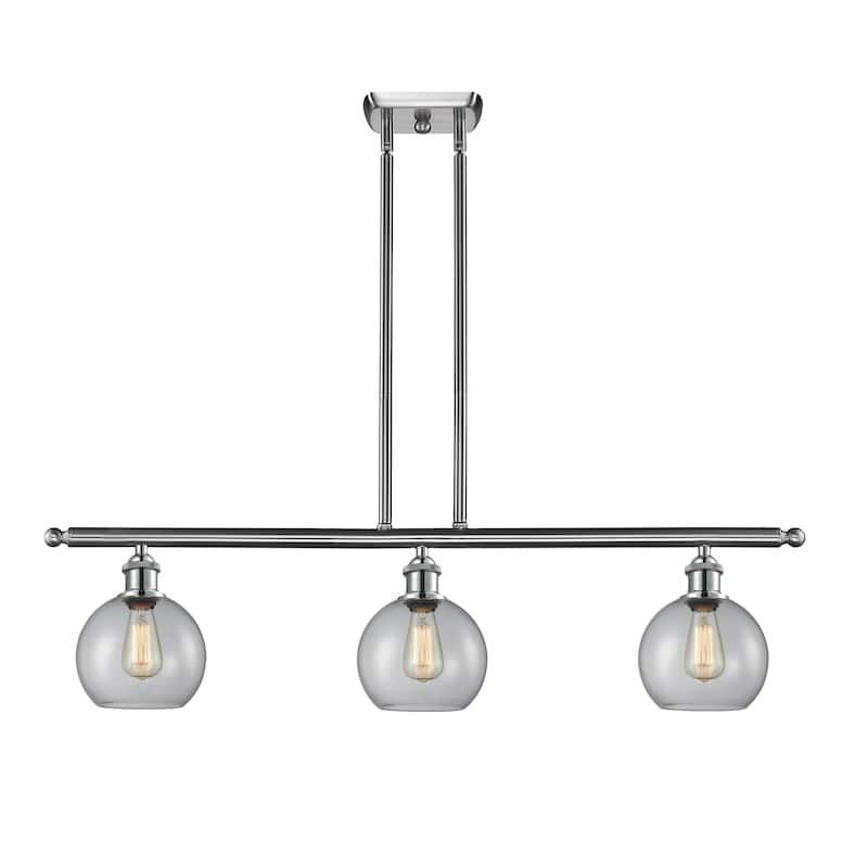 Innovations Lighting Athens 3 Light 36" Island Light - 8" Shade - Clear/Brushed Satin Nickel