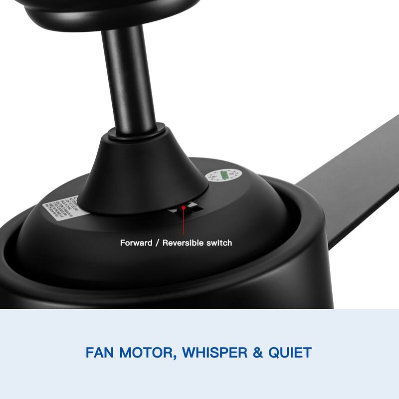 52" Integrated LED Light Matte Black Blade Ceiling Fan with Remote Control with 4 blades