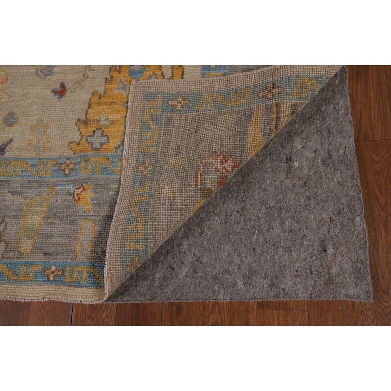 Vegetable Dye Oushak Area Rug Handmade Beige Wool Carpet - 5'0"x 6'10"
