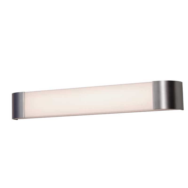 Allen 3-feet Satin Nickel LED Vanity, White Acrylic Shade - Satin Nickel
