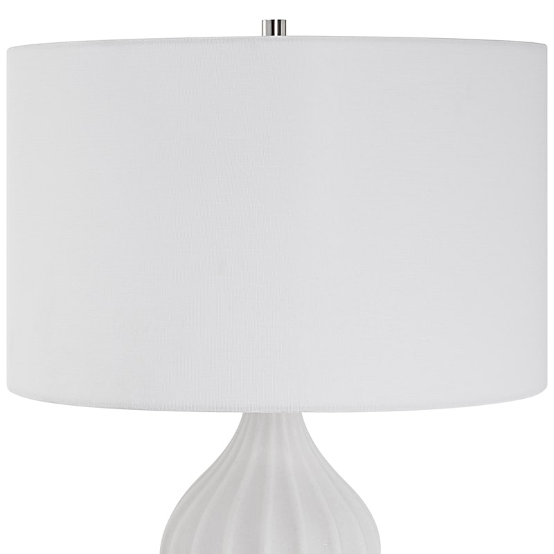 Scalloped Ridge Table Lamp with Drum Shade - 27.5" - Cream