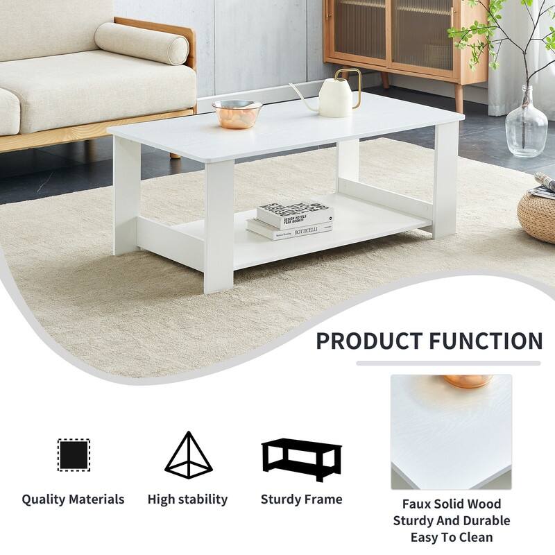 A modern and practical white coffee table and coffee table